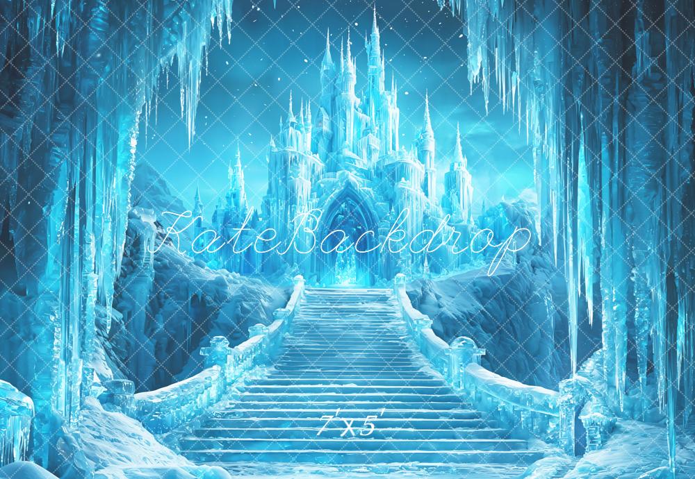 Kate Château Glace Escalier Hiver Fantaisie Toile de fond conçue par Emetselch - Kate Backdrop FR