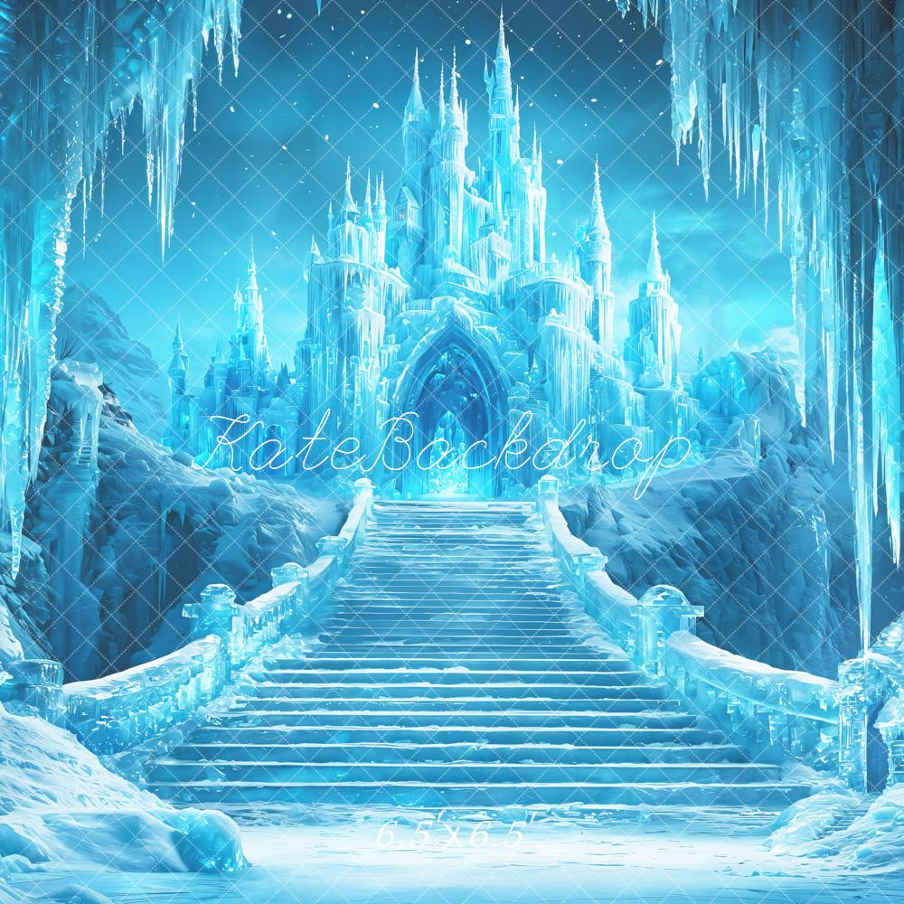 Kate Château Glace Escalier Hiver Fantaisie Toile de fond conçue par Emetselch - Kate Backdrop FR