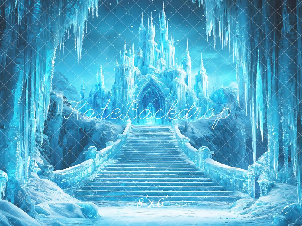Kate Château Glace Escalier Hiver Fantaisie Toile de fond conçue par Emetselch - Kate Backdrop FR