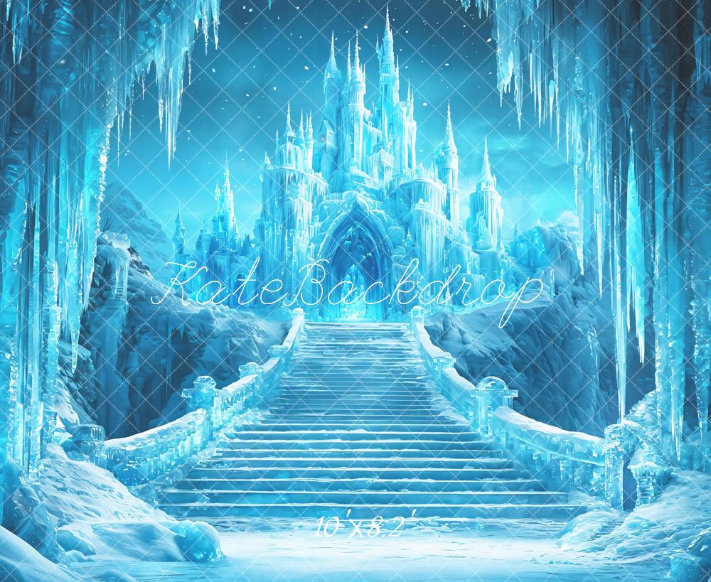 Kate Château Glace Escalier Hiver Fantaisie Toile de fond conçue par Emetselch - Kate Backdrop FR