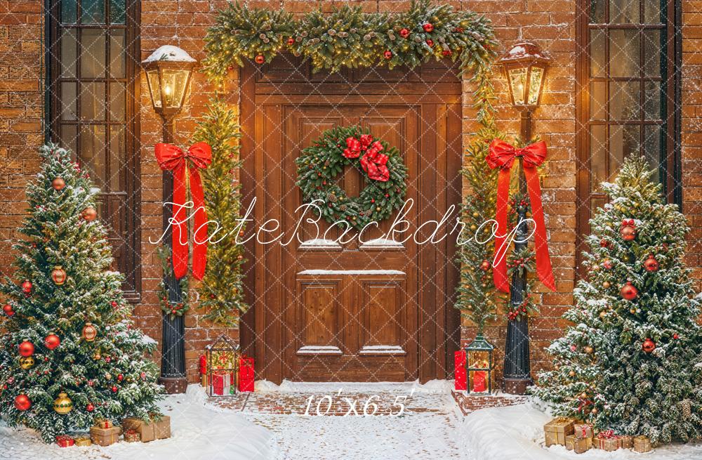 Kate Sapin de Noël Porte Lumières Neige Toile de fond conçue par Emetselch - Kate Backdrop FR