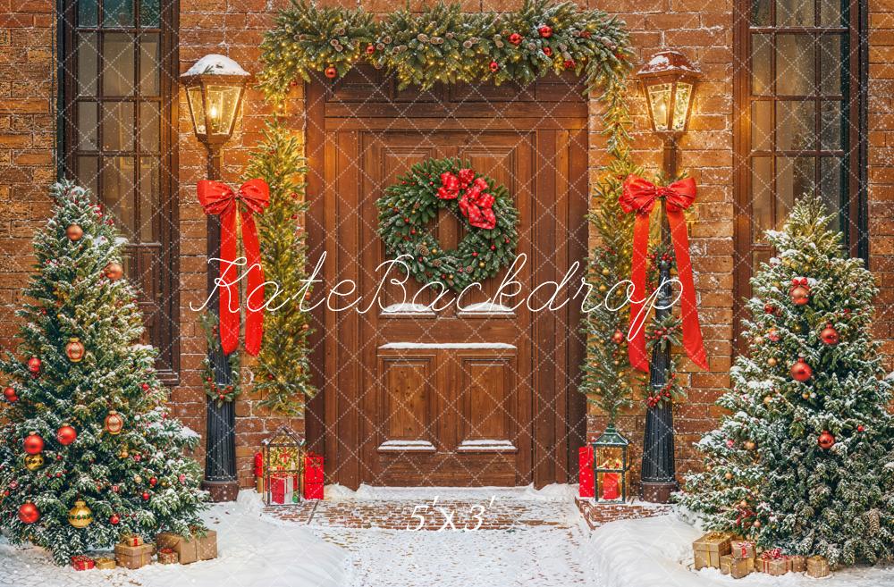 Kate Sapin de Noël Porte Lumières Neige Toile de fond conçue par Emetselch - Kate Backdrop FR