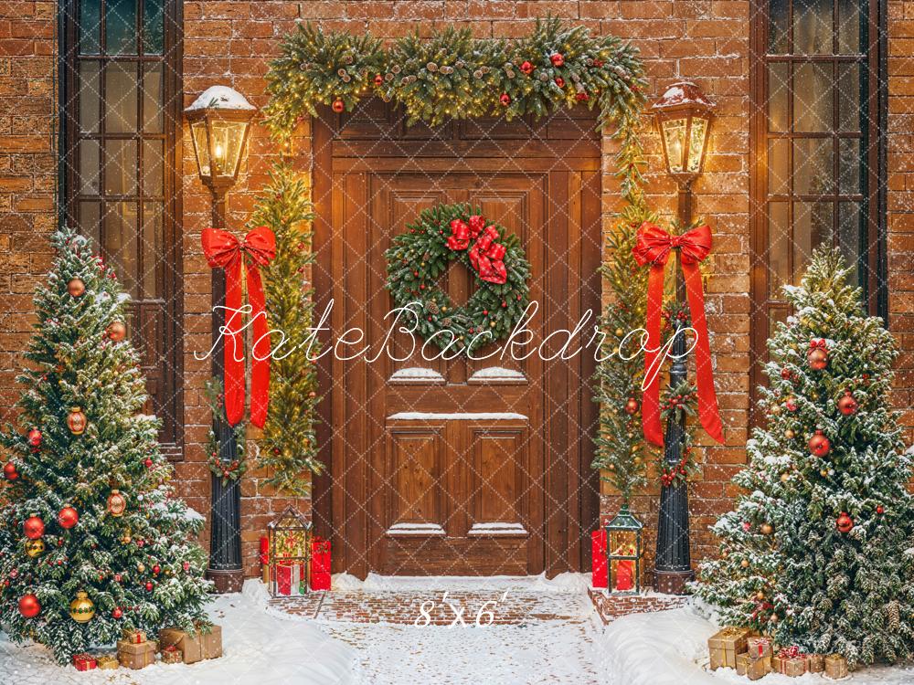 Kate Sapin de Noël Porte Lumières Neige Toile de fond conçue par Emetselch - Kate Backdrop FR