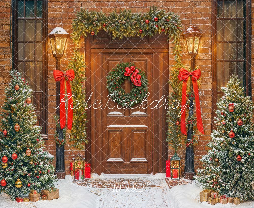 Kate Sapin de Noël Porte Lumières Neige Toile de fond conçue par Emetselch - Kate Backdrop FR