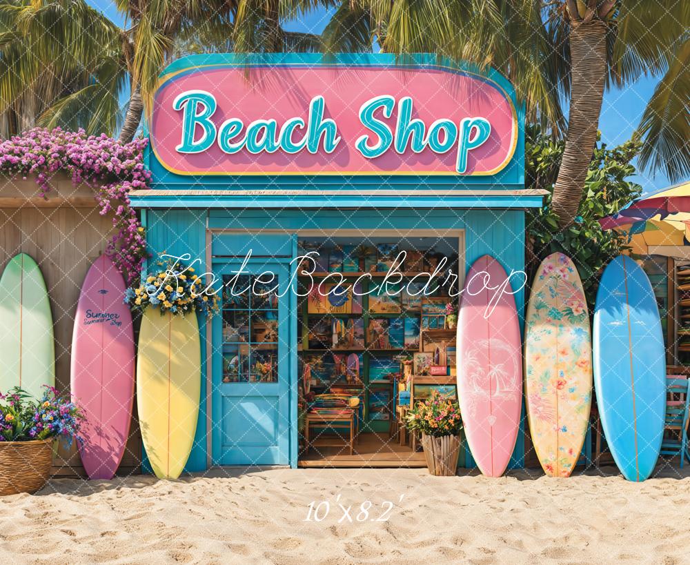 Kate Été Boutique de Plage Fleurs Toile de fond conçue par Emetselch - Kate Backdrop FR