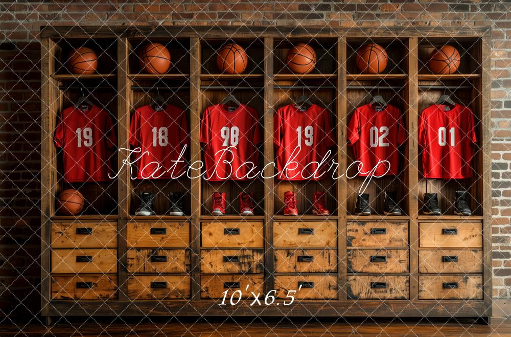 Kate Basket-ball Vestiaires Sport Toile de fond conçue par Patty Roberts - Kate Backdrop FR
