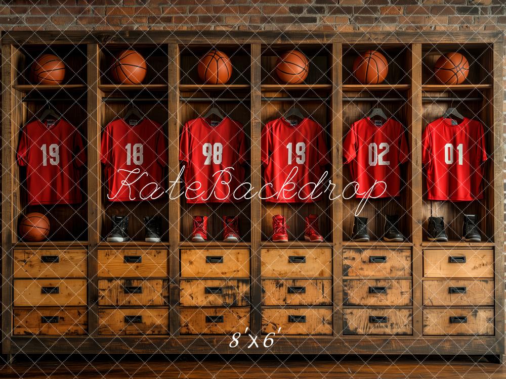 Kate Basket-ball Vestiaires Sport Toile de fond conçue par Patty Roberts - Kate Backdrop FR