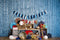 Kate Sports Baseball Rustique Bleu Toile de fond conçue par Mandy Ringe - Kate Backdrop FR