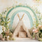 Kate Bohème Arche Vert Tipi Fleurs Toile de fond conçue par Patty Roberts - Kate Backdrop FR
