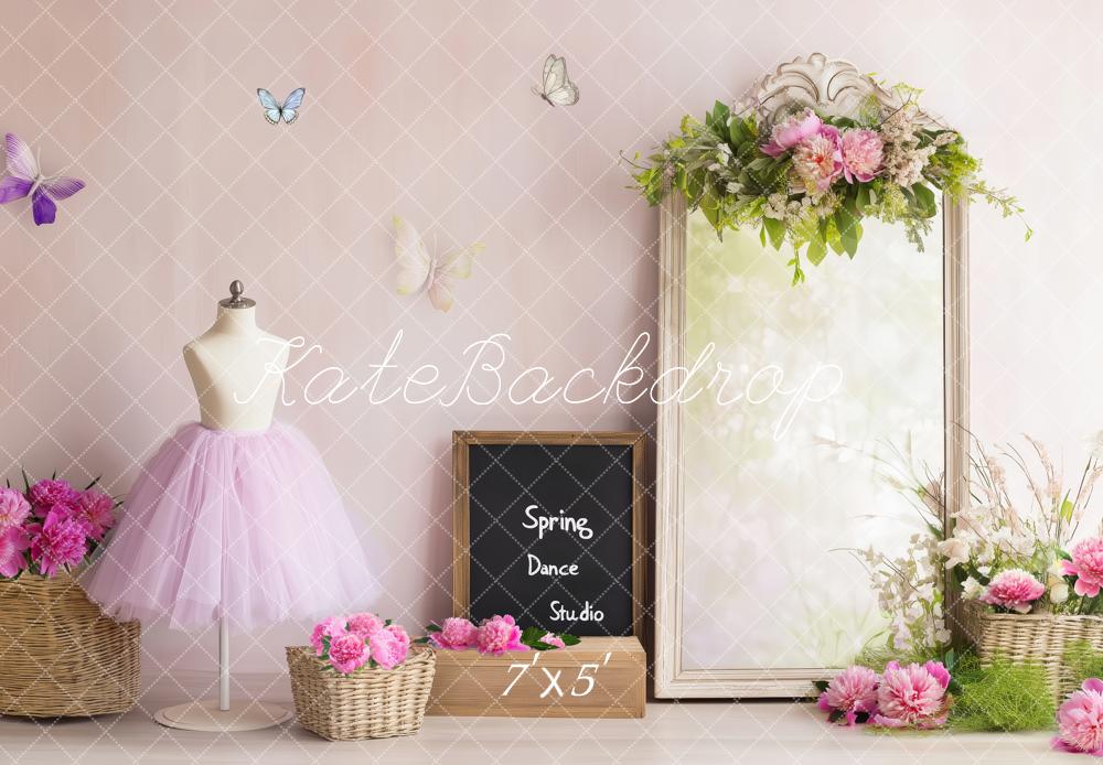 Kate Printemps Studio de ballet Miroir Anniversaire Toile de fond conçue par Patty Roberts - Kate Backdrop FR