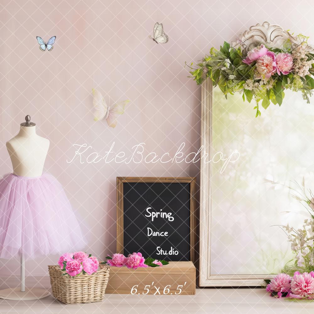 Kate Printemps Studio de ballet Miroir Anniversaire Toile de fond conçue par Patty Roberts - Kate Backdrop FR