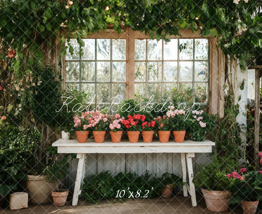 Kate Printemps Fleurs Serre Jardin Toile de fond conçue par Patty Roberts - Kate Backdrop FR