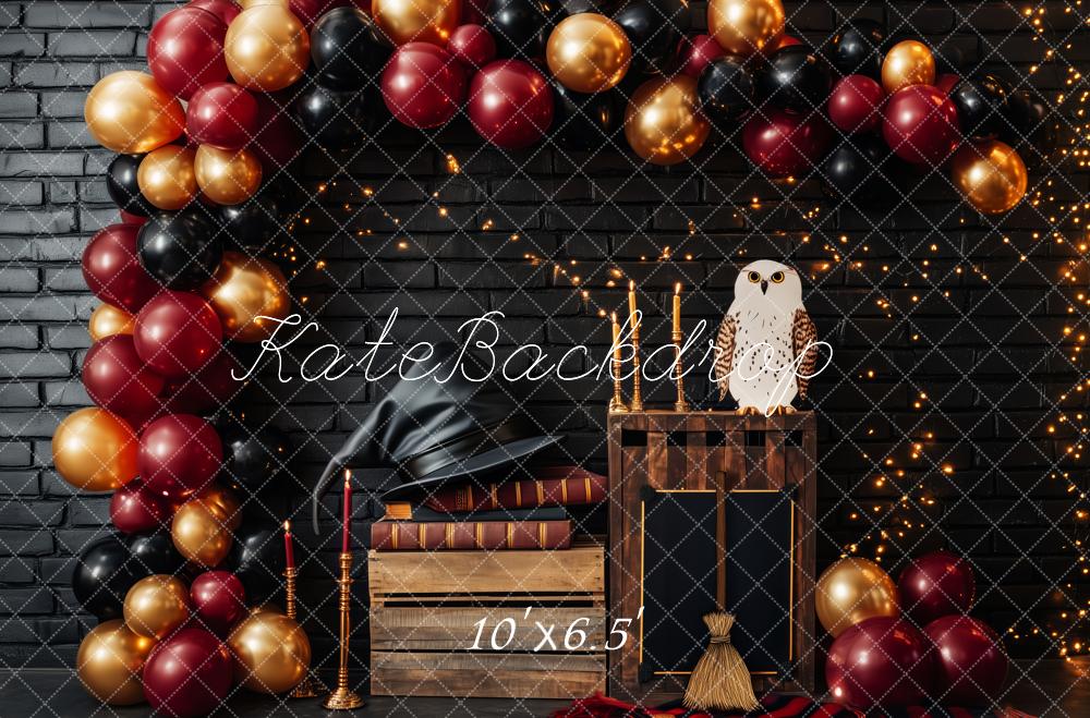 Kate Chapeau Magique Fête Magicien Ballon Toile de fond conçue par Patty Roberts - Kate Backdrop FR