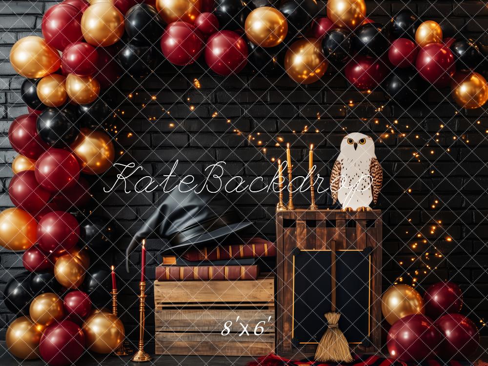 Kate Chapeau Magique Fête Magicien Ballon Toile de fond conçue par Patty Roberts - Kate Backdrop FR