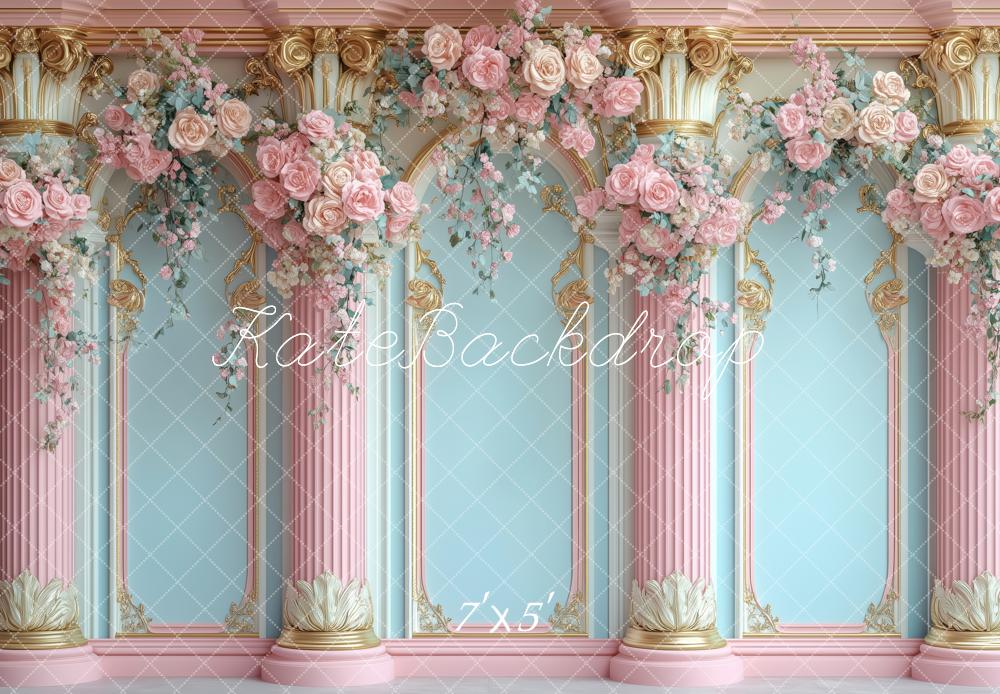 Kate Fleurs Arche Rose Colonnes Royal Toile de fond conçue par Patty Roberts - Kate Backdrop FR