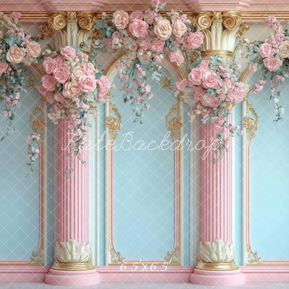 Kate Fleurs Arche Rose Colonnes Royal Toile de fond conçue par Patty Roberts - Kate Backdrop FR