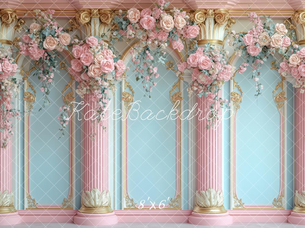 Kate Fleurs Arche Rose Colonnes Royal Toile de fond conçue par Patty Roberts - Kate Backdrop FR