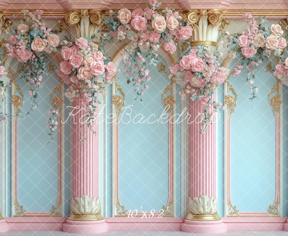 Kate Fleurs Arche Rose Colonnes Royal Toile de fond conçue par Patty Roberts - Kate Backdrop FR