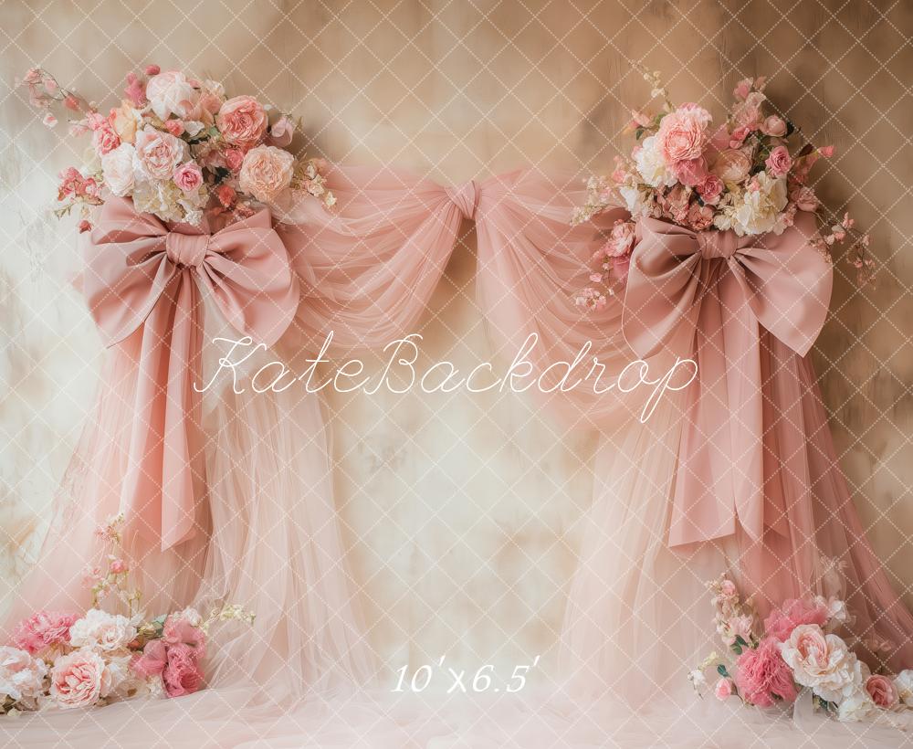 Kate Fleur Rose Nœud Rideaux Mur Vintage Toile de fond conçue par Patty Roberts - Kate Backdrop FR