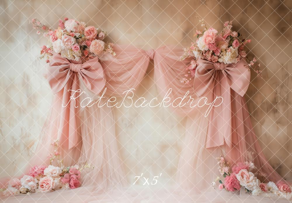 Kate Fleur Rose Nœud Rideaux Mur Vintage Toile de fond conçue par Patty Roberts - Kate Backdrop FR