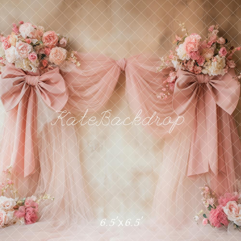 Kate Fleur Rose Nœud Rideaux Mur Vintage Toile de fond conçue par Patty Roberts - Kate Backdrop FR