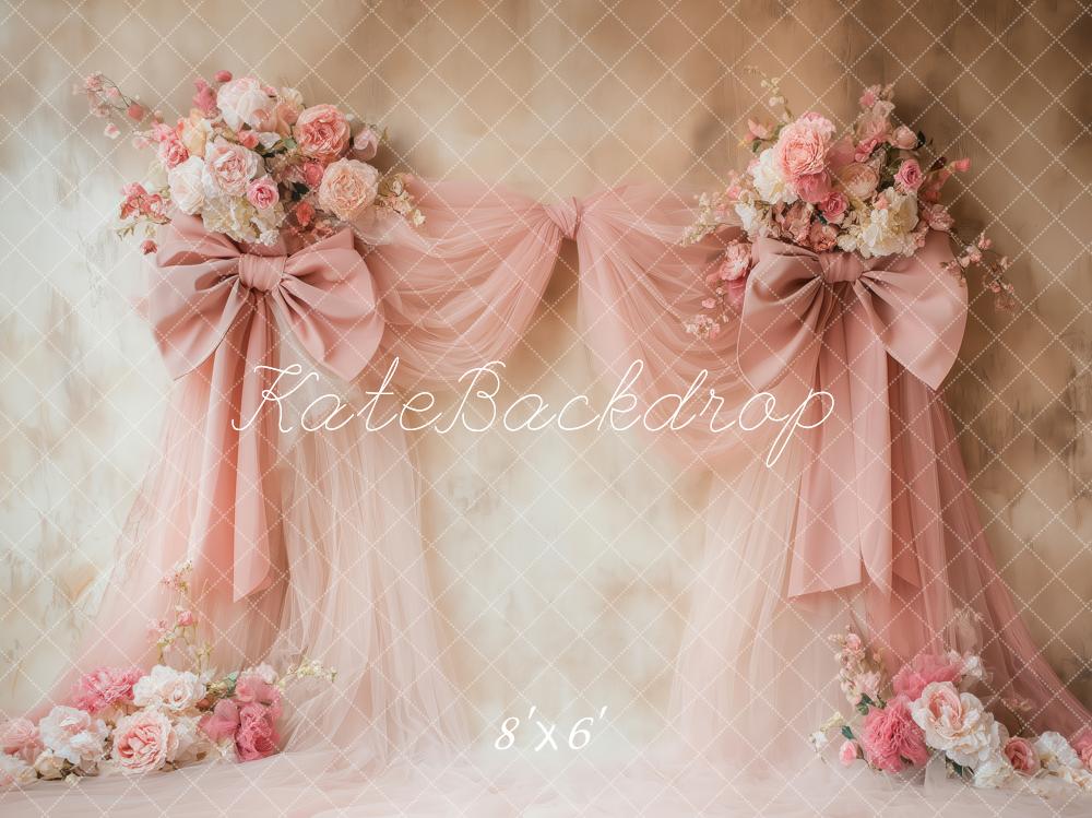 Kate Fleur Rose Nœud Rideaux Mur Vintage Toile de fond conçue par Patty Roberts - Kate Backdrop FR