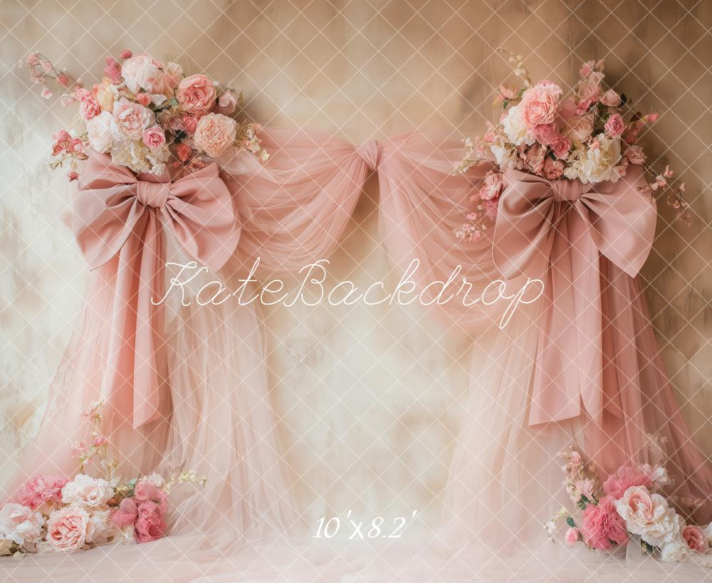 Kate Fleur Rose Nœud Rideaux Mur Vintage Toile de fond conçue par Patty Roberts - Kate Backdrop FR