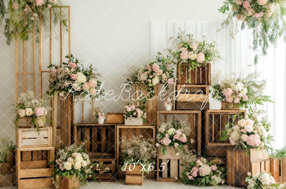Kate Printemps Fleur Caisses en Bois Toile de fond conçue par Patty Roberts - Kate Backdrop FR