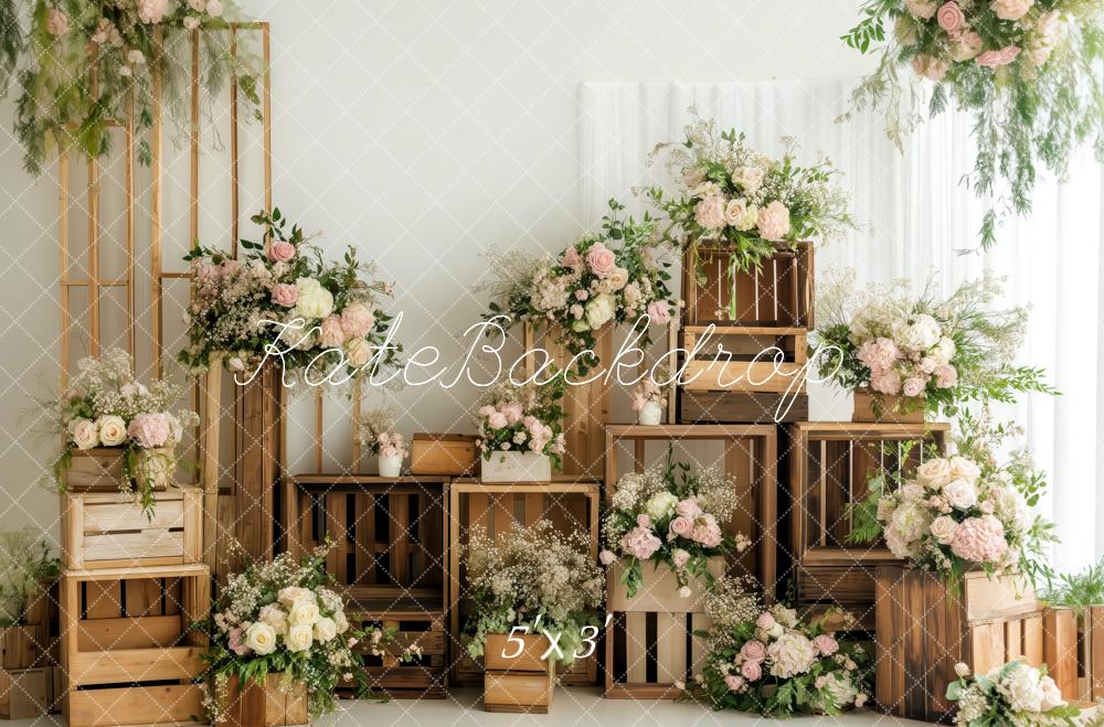 Kate Printemps Fleur Caisses en Bois Toile de fond conçue par Patty Roberts - Kate Backdrop FR