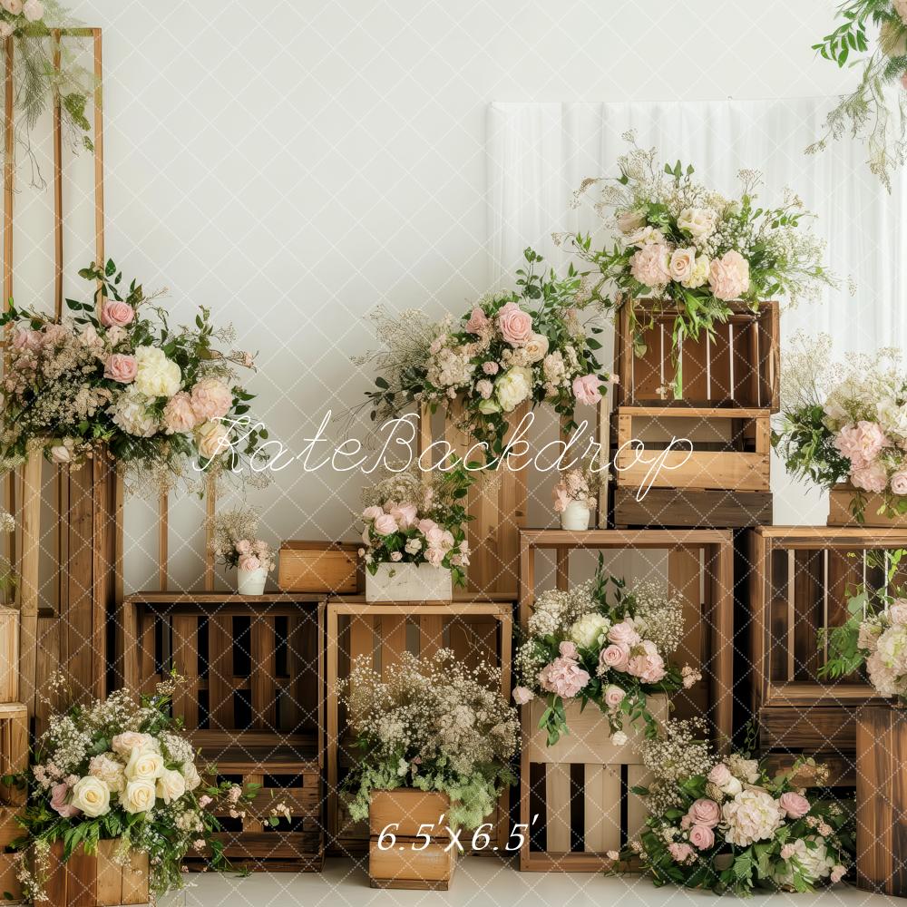 Kate Printemps Fleur Caisses en Bois Toile de fond conçue par Patty Roberts - Kate Backdrop FR