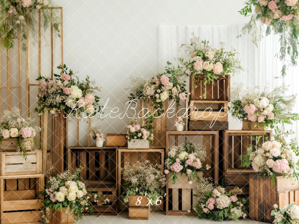 Kate Printemps Fleur Caisses en Bois Toile de fond conçue par Patty Roberts - Kate Backdrop FR