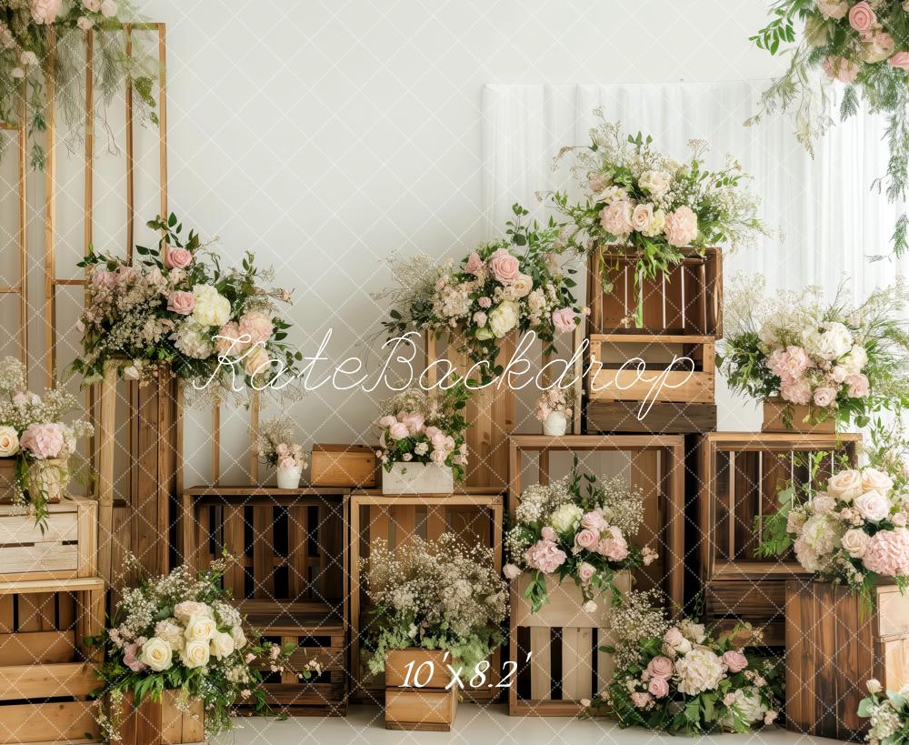 Kate Printemps Fleur Caisses en Bois Toile de fond conçue par Patty Roberts - Kate Backdrop FR
