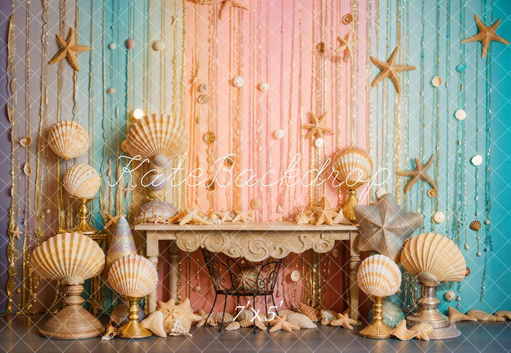 Kate Sirène Coquillage Étoile de mer Coloré Toile de fond conçue par Emetselch - Kate Backdrop FR