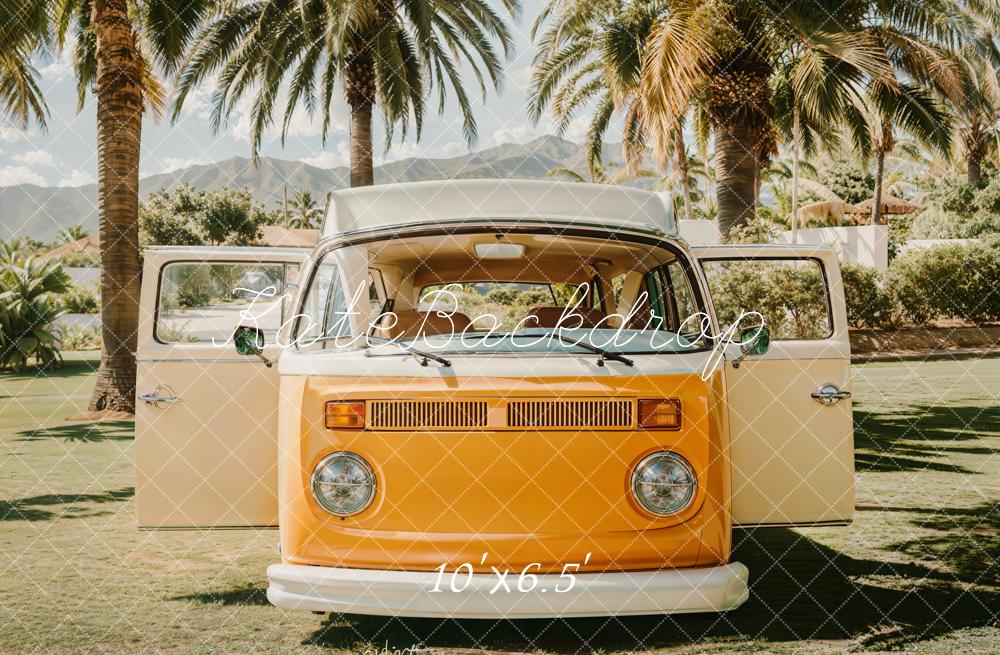 Kate Été Plage Minibus Rétro Arbres Toile de fond conçue par Emetselch - Kate Backdrop FR