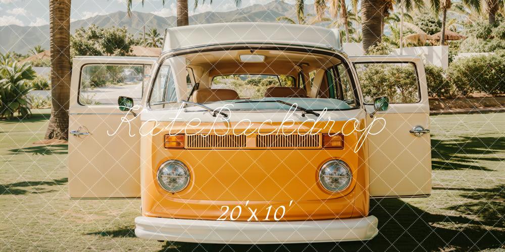 Kate Été Plage Minibus Rétro Arbres Toile de fond conçue par Emetselch - Kate Backdrop FR