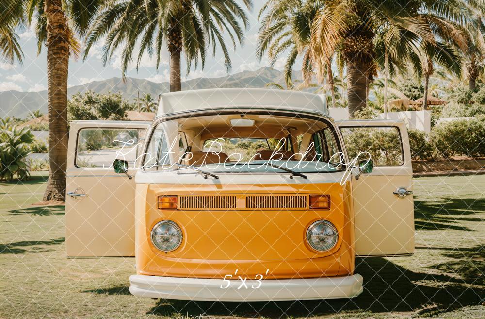 Kate Été Plage Minibus Rétro Arbres Toile de fond conçue par Emetselch - Kate Backdrop FR