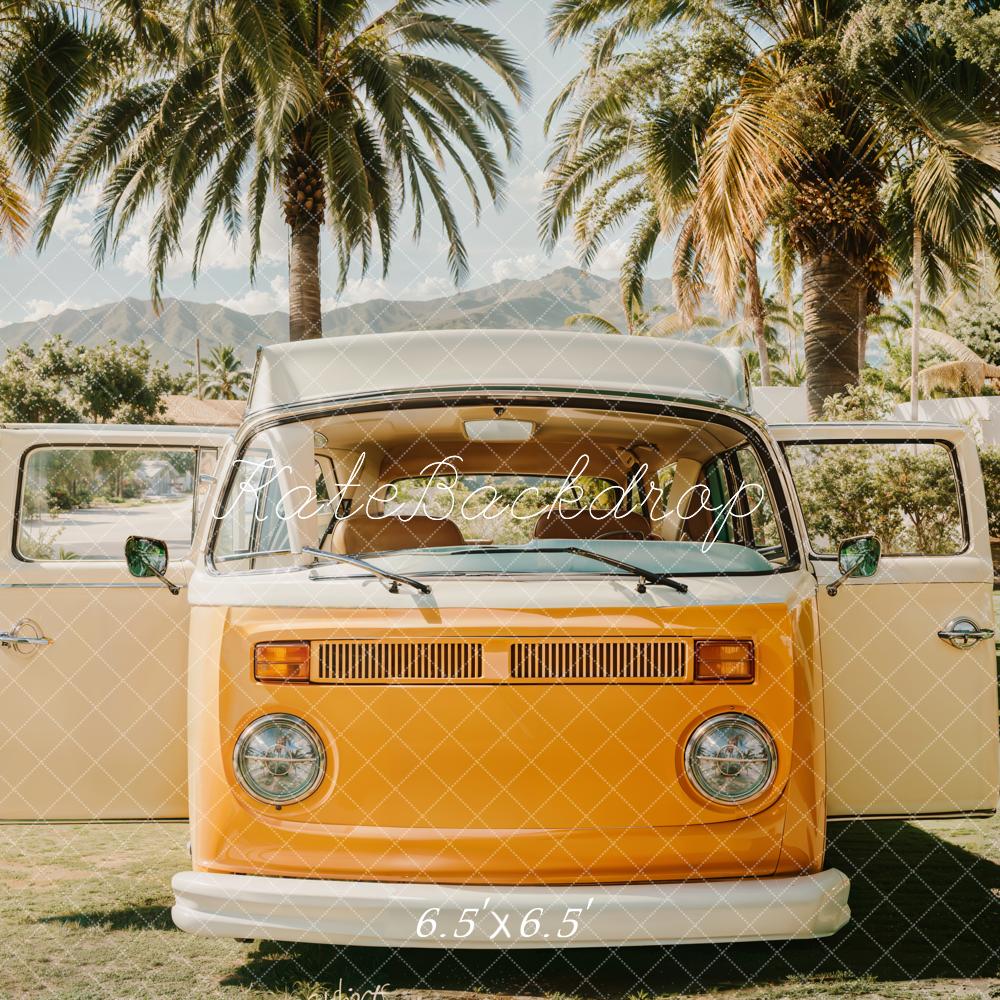 Kate Été Plage Minibus Rétro Arbres Toile de fond conçue par Emetselch - Kate Backdrop FR
