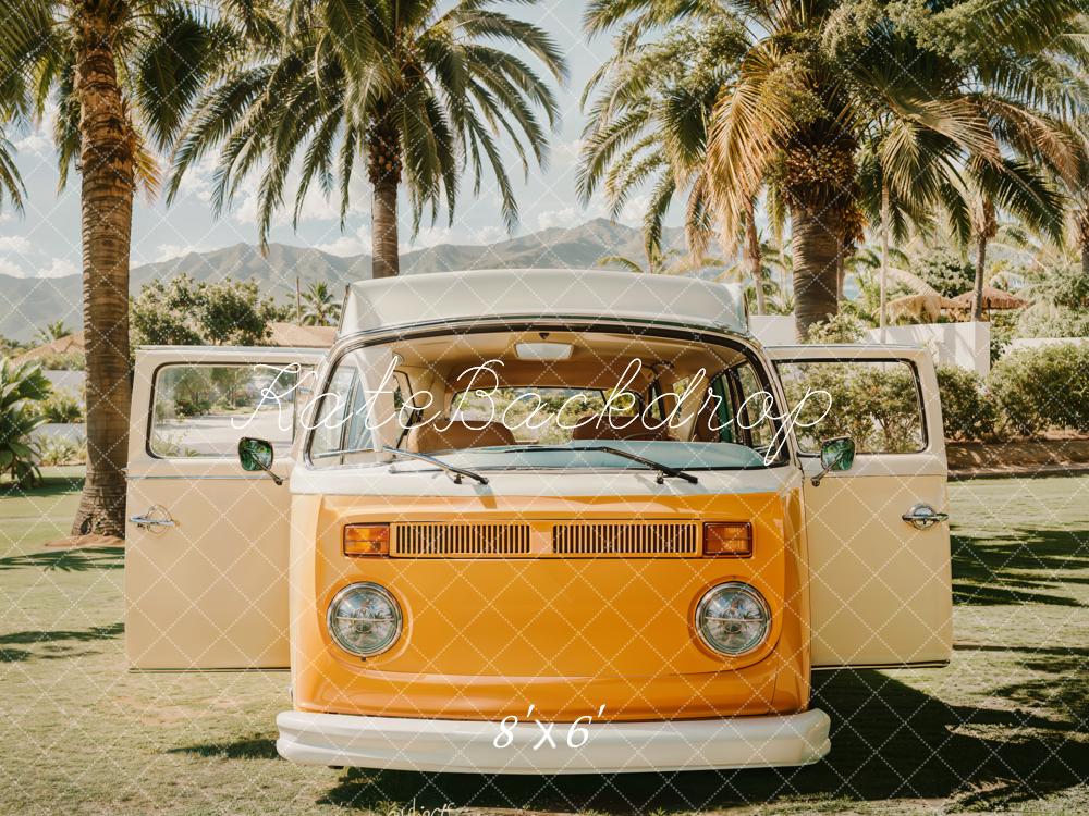 Kate Été Plage Minibus Rétro Arbres Toile de fond conçue par Emetselch - Kate Backdrop FR