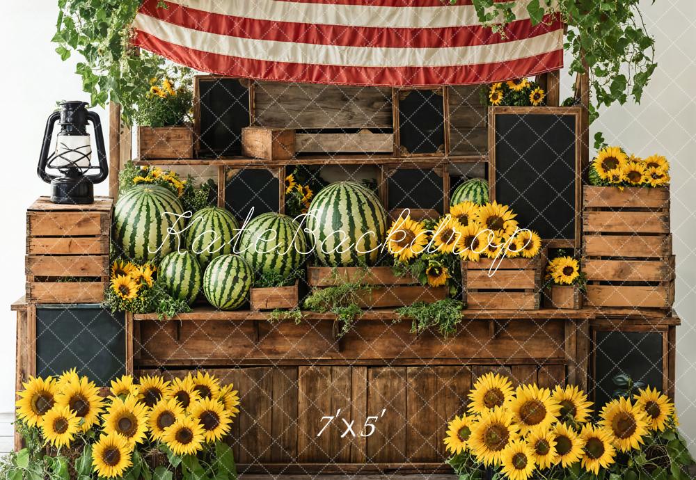 Kate Été Tournesol Pastèque Caisses en bois Toile de fond conçue par Emetselch - Kate Backdrop FR