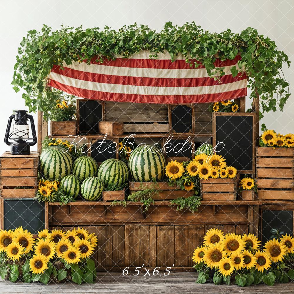 Kate Été Tournesol Pastèque Caisses en bois Toile de fond conçue par Emetselch - Kate Backdrop FR