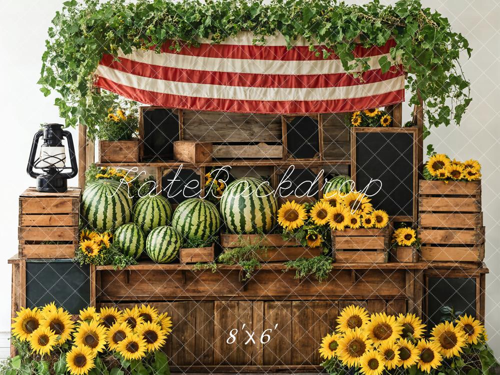 Kate Été Tournesol Pastèque Caisses en bois Toile de fond conçue par Emetselch - Kate Backdrop FR