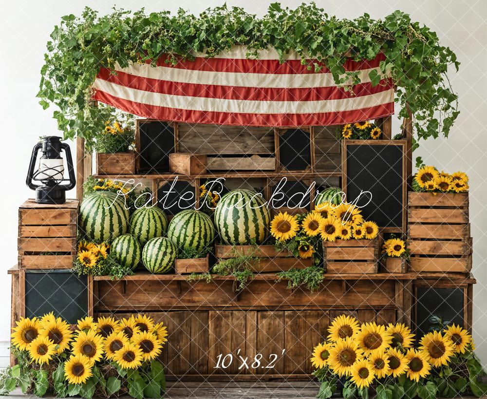 Kate Été Tournesol Pastèque Caisses en bois Toile de fond conçue par Emetselch - Kate Backdrop FR