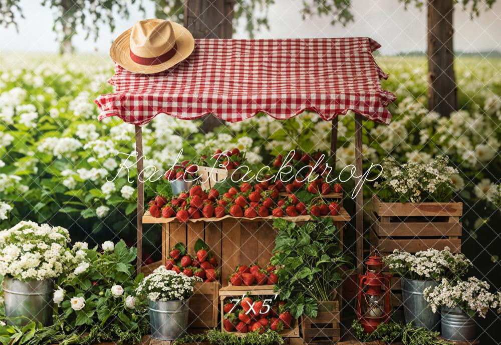 Kate Été Stand de Fraises Fleurs Toile de fond conçue par Emetselch - Kate Backdrop FR