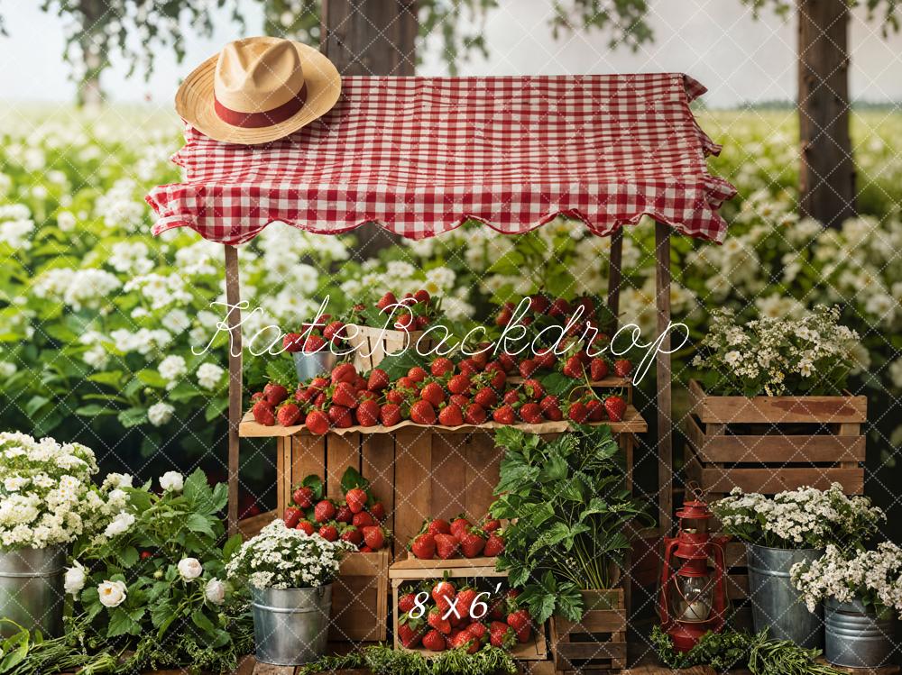 Kate Été Stand de Fraises Fleurs Toile de fond conçue par Emetselch - Kate Backdrop FR