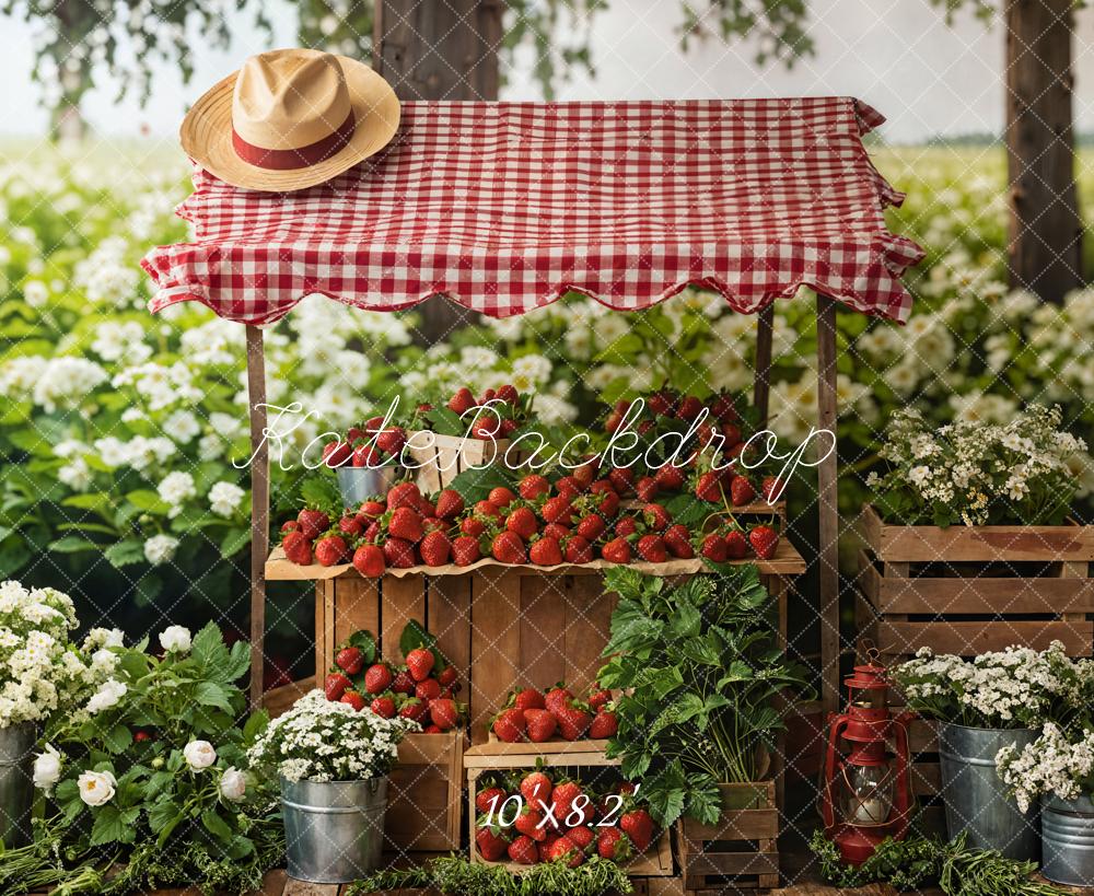 Kate Été Stand de Fraises Fleurs Toile de fond conçue par Emetselch - Kate Backdrop FR