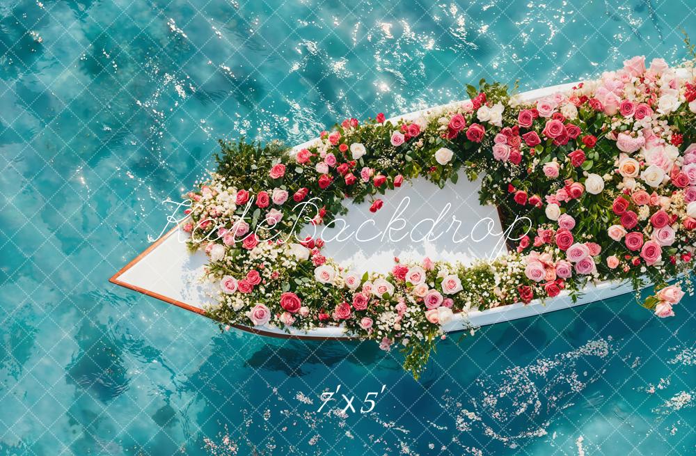 Kate Mer Fleurs Bateau Eau Sol Toile de fond conçue par Emetselch - Kate Backdrop FR