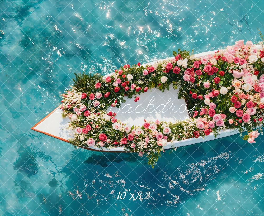 Kate Mer Fleurs Bateau Eau Sol Toile de fond conçue par Emetselch - Kate Backdrop FR
