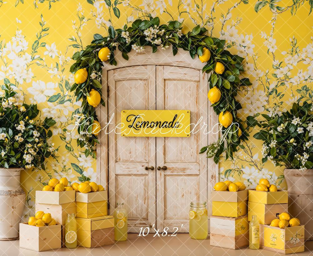 Kate Été Citron Jaune Fleurs Porte Toile de fond conçue par Emetselch - Kate Backdrop FR