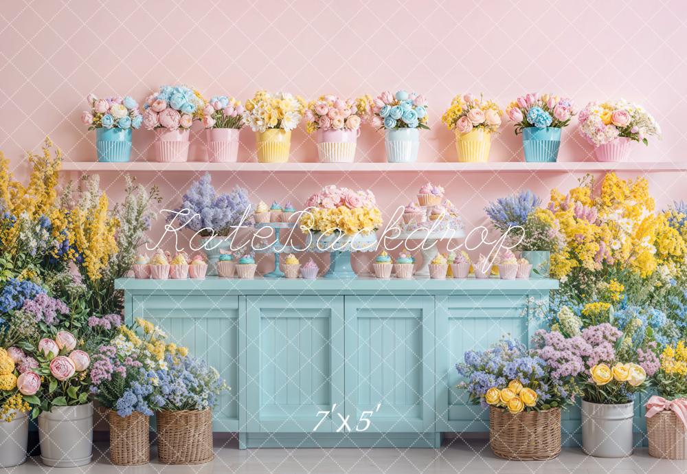 Kate Printemps Fleurs Petits gâteaux Toile de fond conçue par Emetselch - Kate Backdrop FR