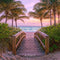 Kate Plage Mer Tropical Pont en bois Palmiers Toile de fond conçue par Emetselch - Kate Backdrop FR